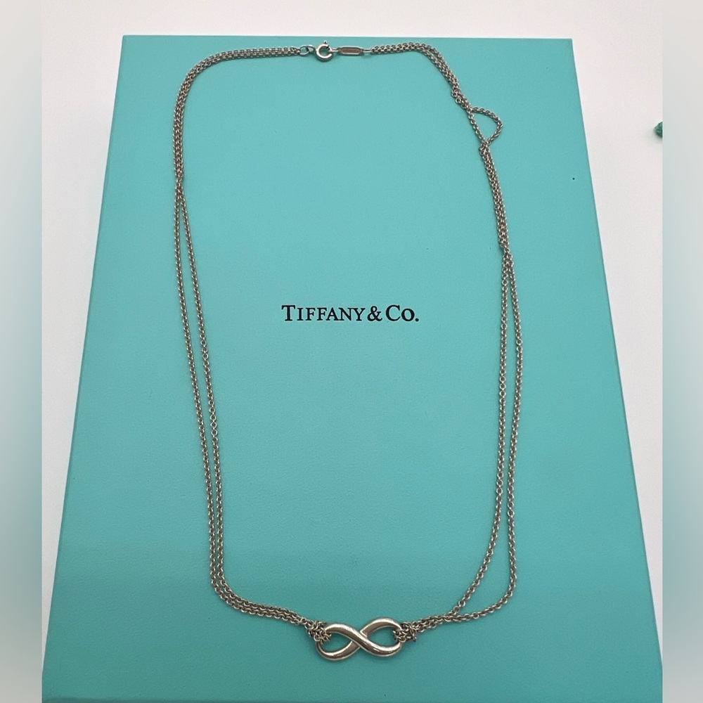 🔴🆑Authentic TIFFANY & CO Sterling Silver Infinity Double Chain Necklace 🆑🔴 - Picture 4 of 8